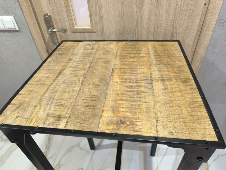 Nowy Stolik barowy, 60x55x107 cm, surowe drewno mango stół unikatowy