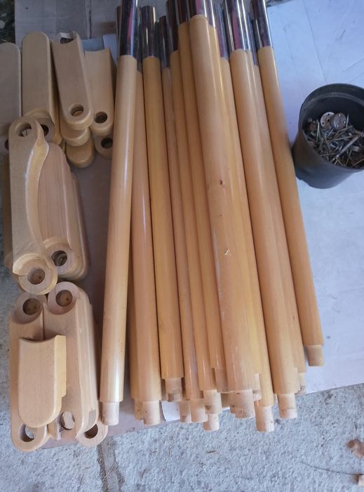 Drewniane tralki jesionowe z dodatkiem chromu + poręcz