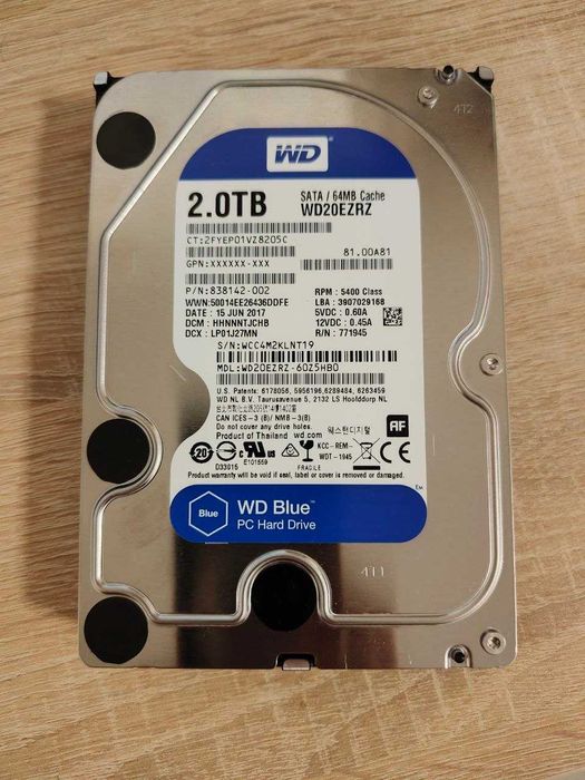 Накопичувач WD Blue 2TB 3.5" WD20EZRZ HDD 64М Sata