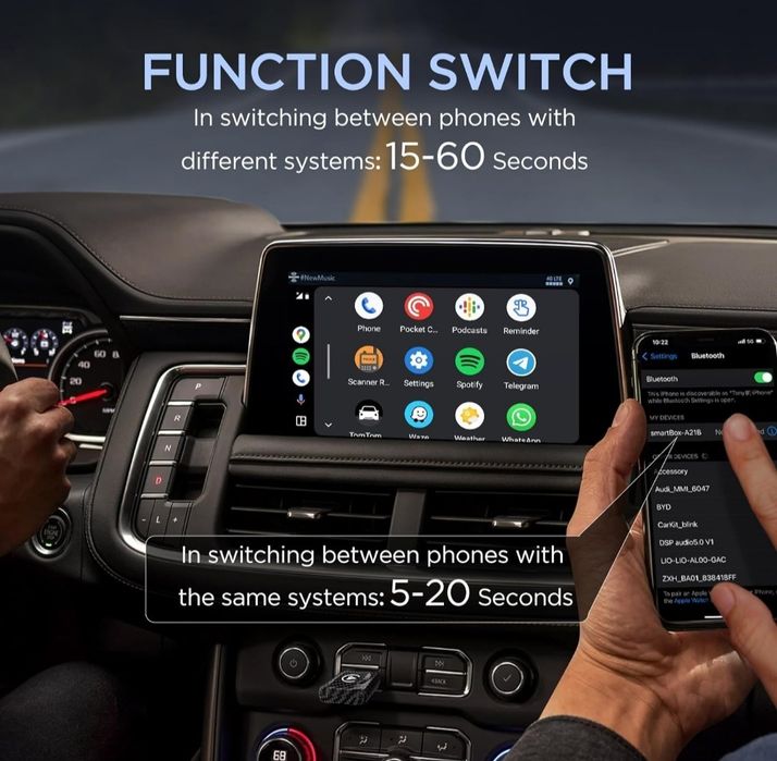 MSXTTLY Carplay sem fios e Android Auto sem fios