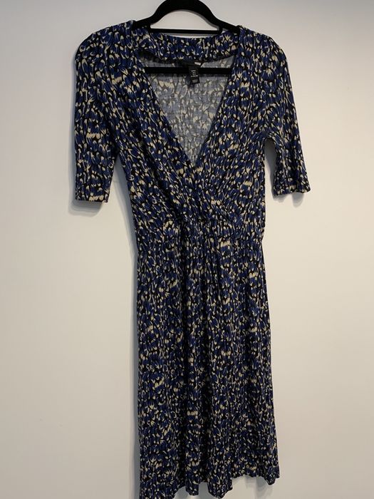 Suknia H&M 34 granatowa 3/4 rękaw