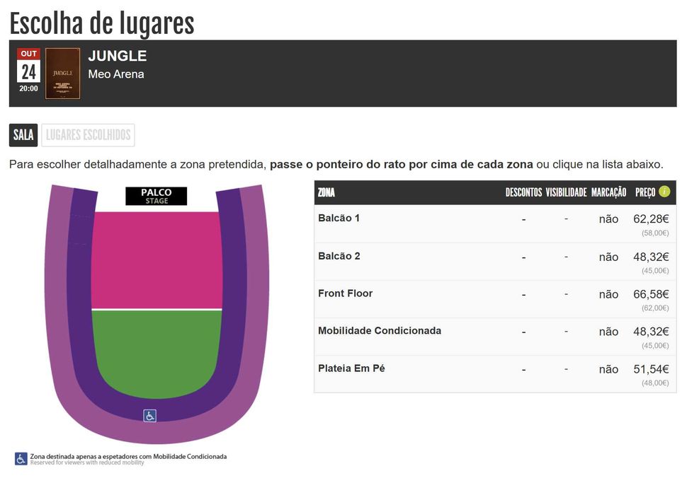 2 Bilhetes Jungle - Meo Arena 24 out - Balcão 1