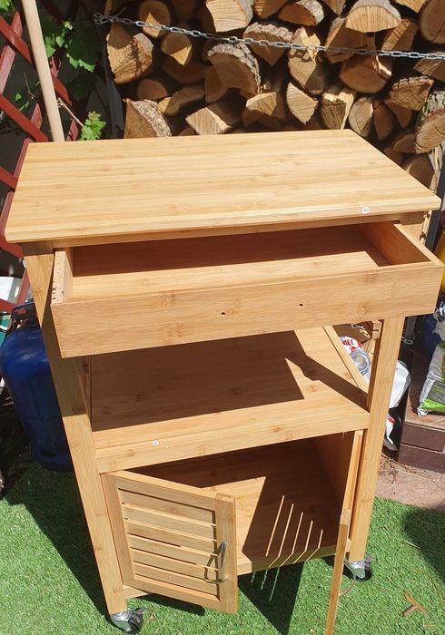 Barek na kółkach bambusowy 36x55x90