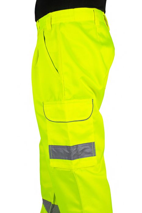 Spodnie Robocze Odblaskowe Bojówki Żółte Bhp 34/34