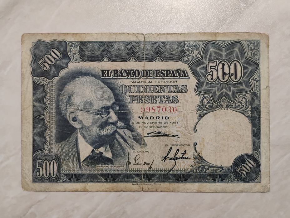 Banknot Hiszpania - 500 peset z 1951 r.