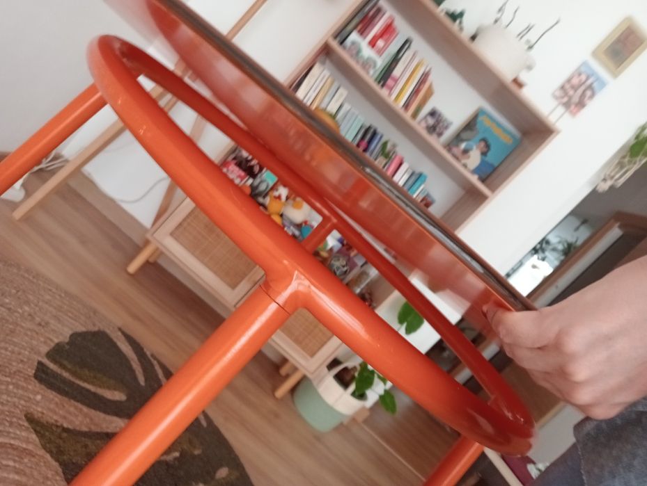 Mesa vidro laranja