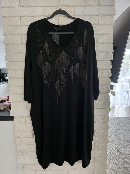 Wyprzedaż Wawa premium piękna elastyczna sukienka liście cyrkonie 50 5