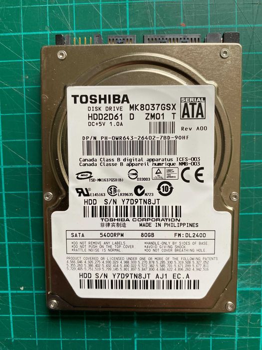 Dysk HDD Toshiba laptop 80GB sata 2,5”