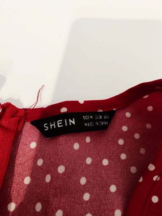 Shein czerwona sukienka w kropki M 38
