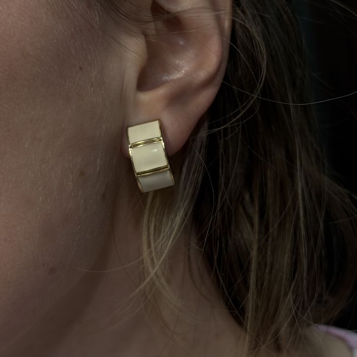 Вінтажні кліпси біло-золоті vintage