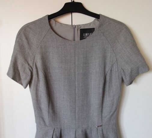 Simple sukienka wełniana szara suknia 34 xs 36 s wełna suknia