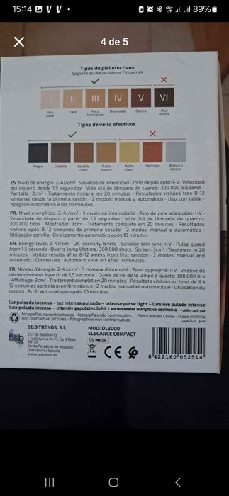 Depiladora luz pulsada