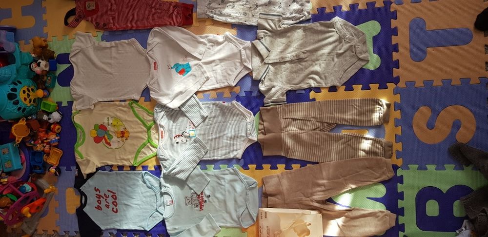 Zestaw piżama body krótki długi rękaw spodnie rampersy 86 / 92