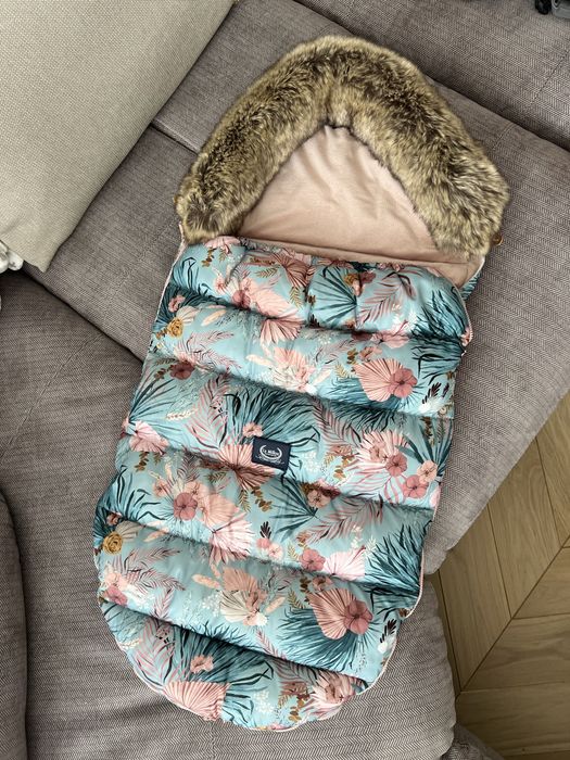 Śpiwór do wózka La Millou Boho Palms Smoke Rose  Mufki