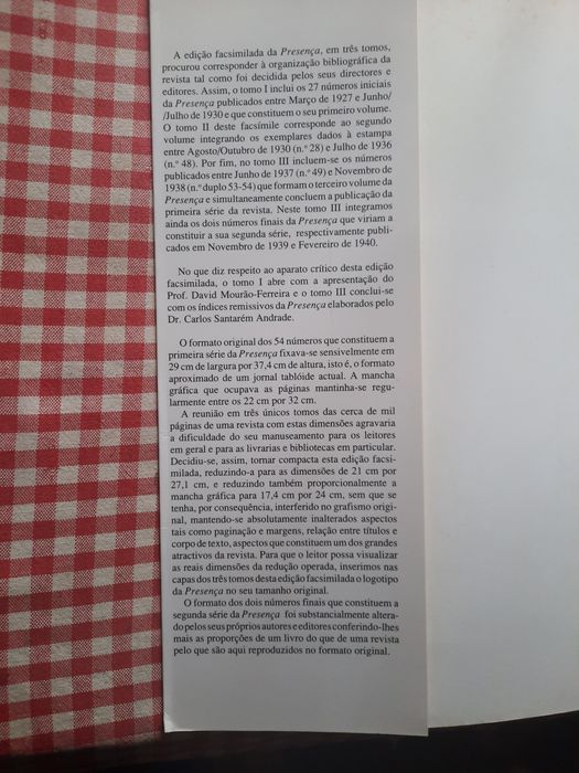 Revista Presença edição facsimilada compacta