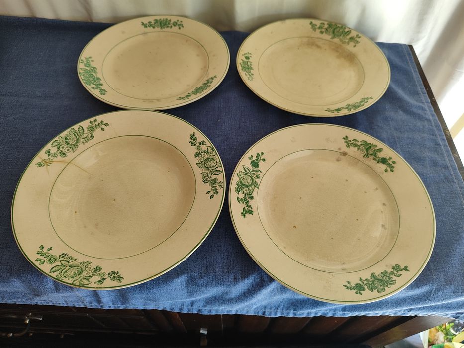 Lote 4 Pratos Antigos – Fábrica Cerâmica Lusitânia (Coimbra, Anos 30)