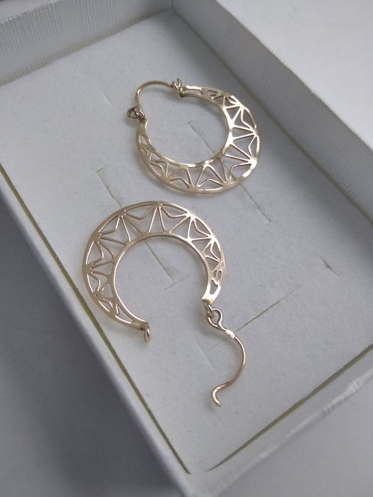 Złote delikatne kolczyki ażurowe złoto 585  202