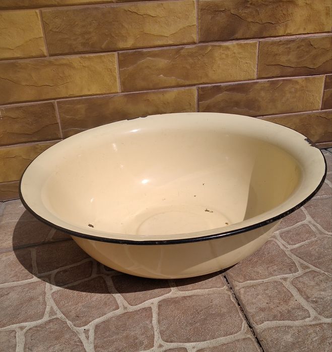 Велика миска поднос металева емальована