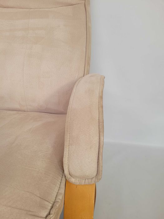fotel relax odchylany welur podnóżek USZKODZONY