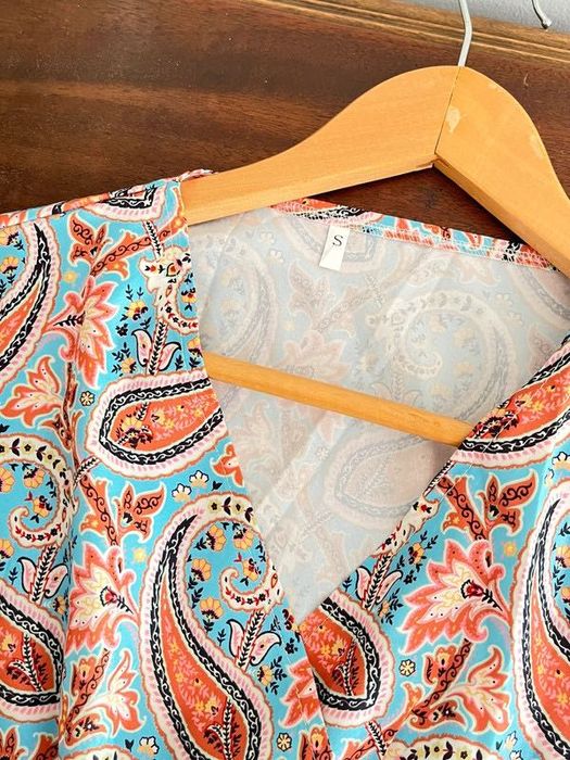 Vestido Maxi Manga Curta Cornucópias – Tamanho S | Novo