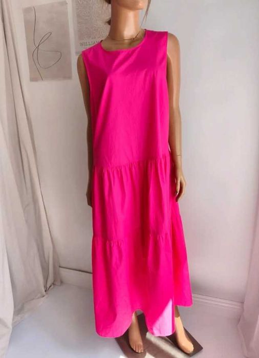 Reserved dluga maxi letnia bawelniana sukienka L