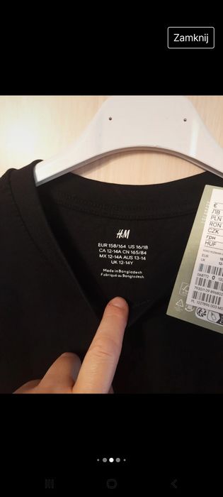 T-shirt czarny 158/164/170 H&M