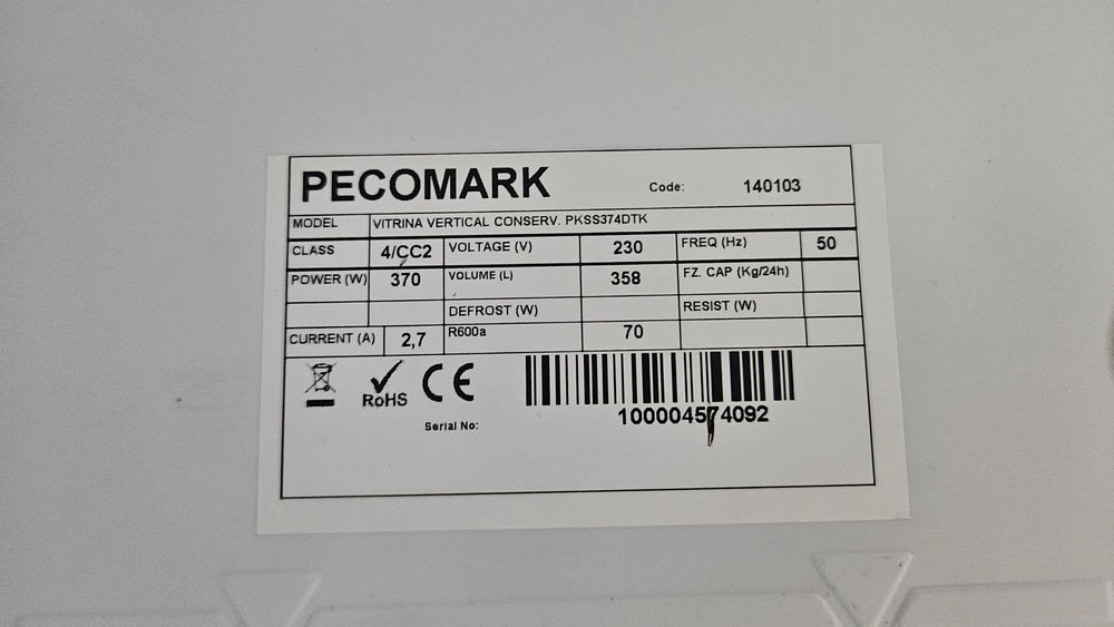 Vitrine Vertical Refrigerada Pecomark PKSS374DTK – 358 L
