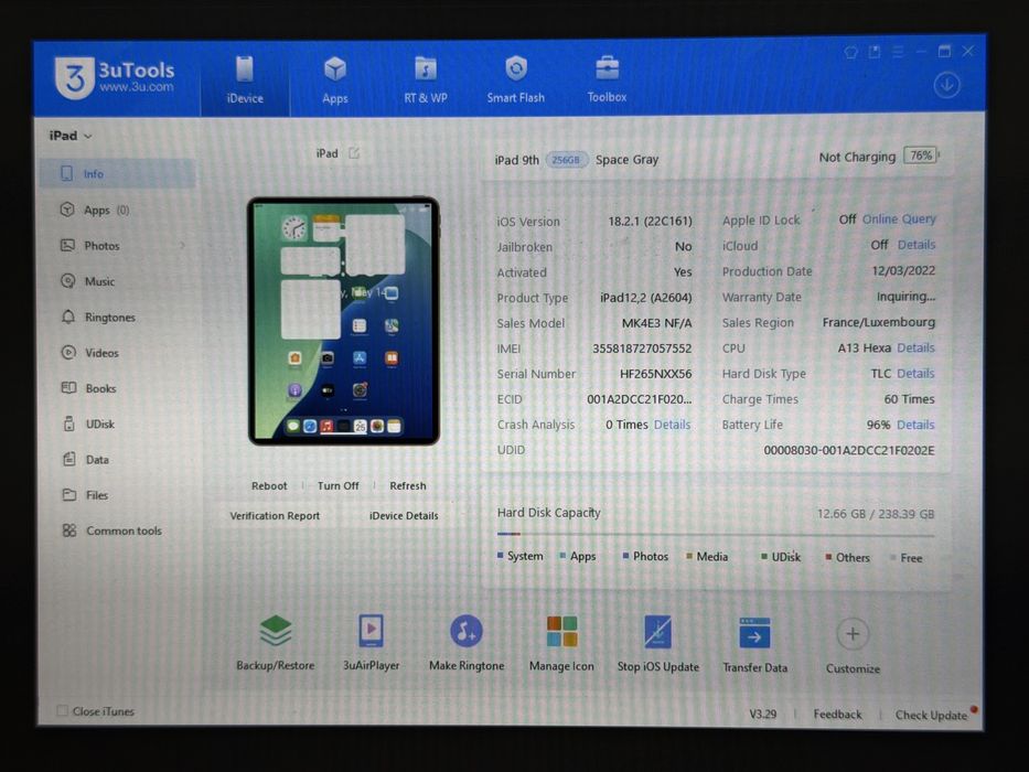 iPad 9. gen. (A2604) - 256GB - Cellular (LTE) - faktura VAT 23%