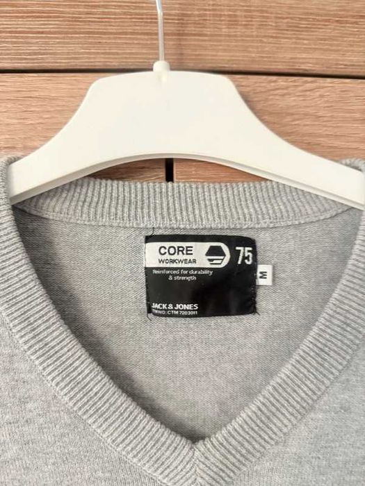 Sweter męski Jack&Jones M szary cienki elegancki bawełniany