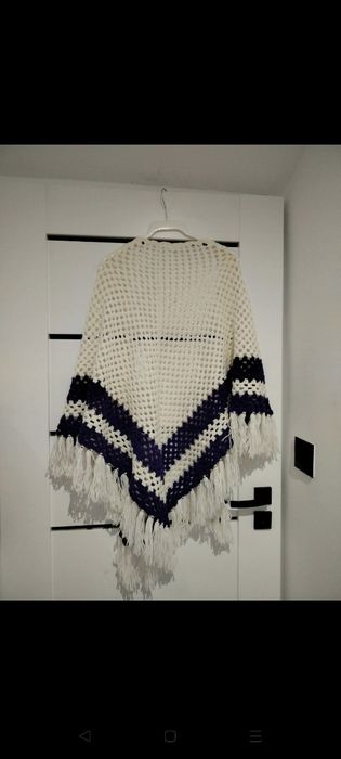 Chusta damska szal narzutka dzianinowa handmade duża rustykalna