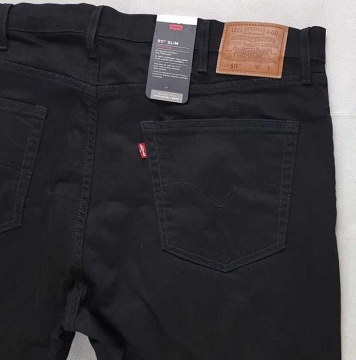 Czarne jeansy Levi's 511 Slim męskie Big&Tall nowe Levisy duże W46/L34