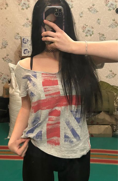 футболка с Великобританией индислиз,model off duty, винтаж, y2k , альт