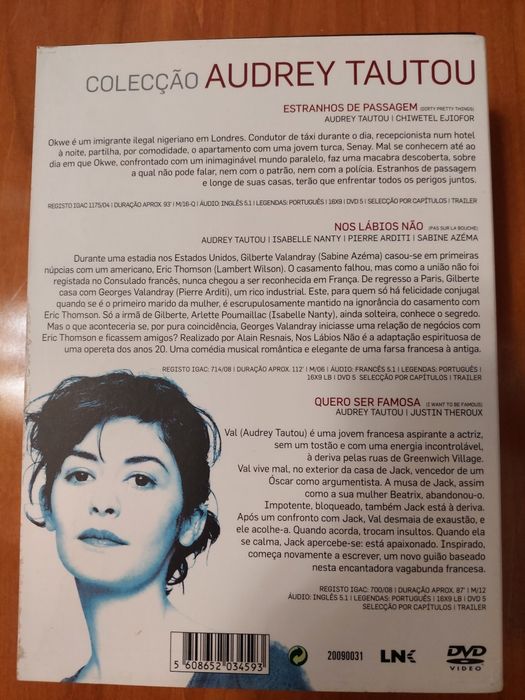 Dvd - Coleção Audrey Tautou 3 Filmes Com Caixa Arquivadora