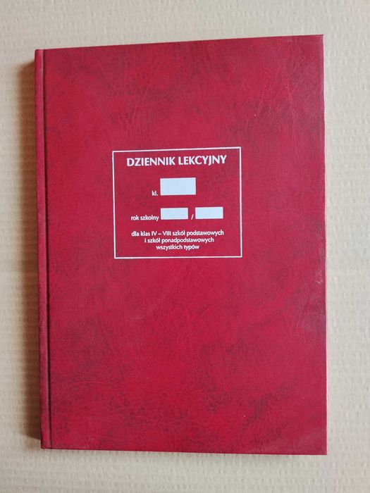Dziennik lekcyjny dla klas IV-VIII 4-8 szkół podstawowych i ponadpodstawowych wszystkich typów, szkolny, bordowy ~~ NOWY