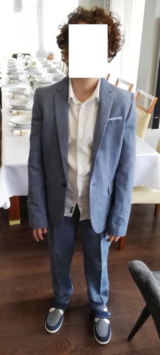 Garnitur chłopięcy rozmiar 164 lniany, niebieski H&M, komunijny