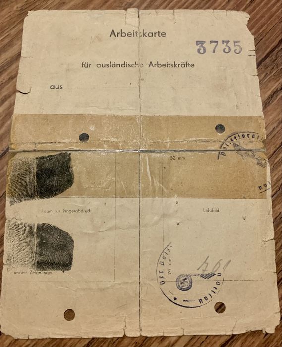 Dokumenty z czasów II WŚ z pieczatkami i odciskami palców. Oryginał!