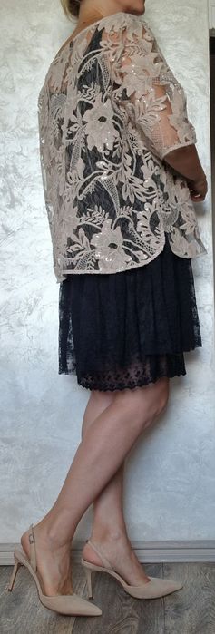 Ажурная бежевая блуза Zara, ажурное платье, ажурная чёрная блузка