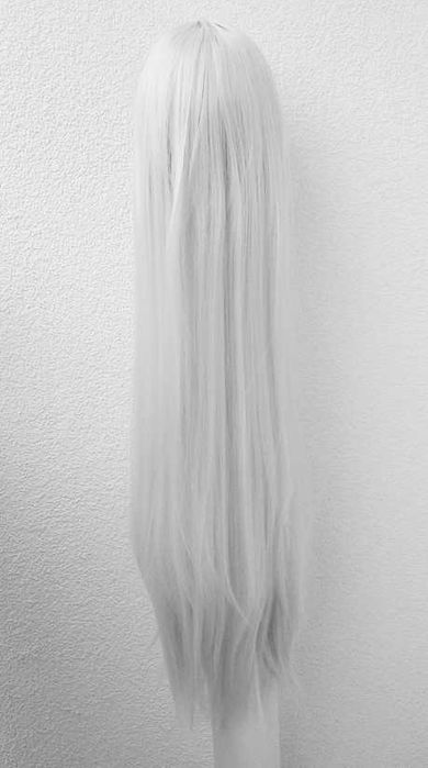 Szara jasna długa 100cm peruka z grzywką szary długi cosplay wig