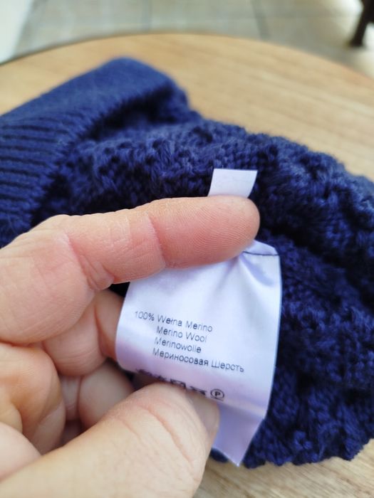 Czapka z wełny Merino 100% granatowa