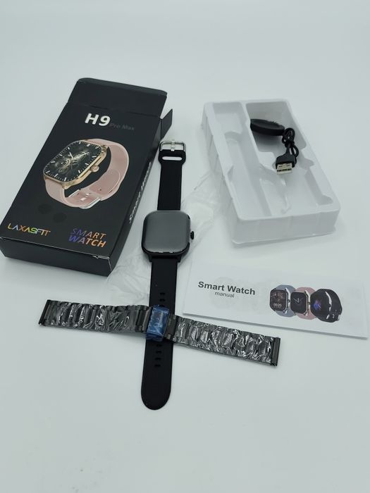 Smartwatch sportowy H9 Pro Max + dodatkowy pasek stalowy