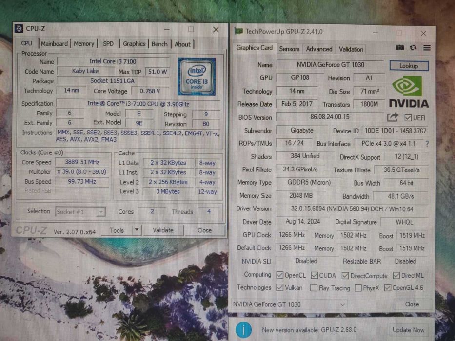 Компьютер Intel i3-7100(4x3,90),GT 1030 2Gb ,DDR4 16Gb,SSD 120,HDD 500