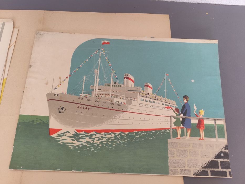 Plakat statek Batory Witold Kalicki lata 60 polska szkoła plakatu vintage