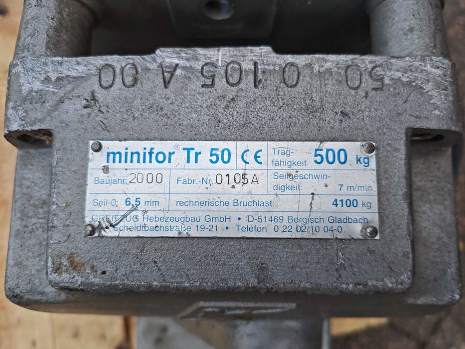 Wciągarka linowa MINIFOR TR50 500kg 230V wciąg wciągnik