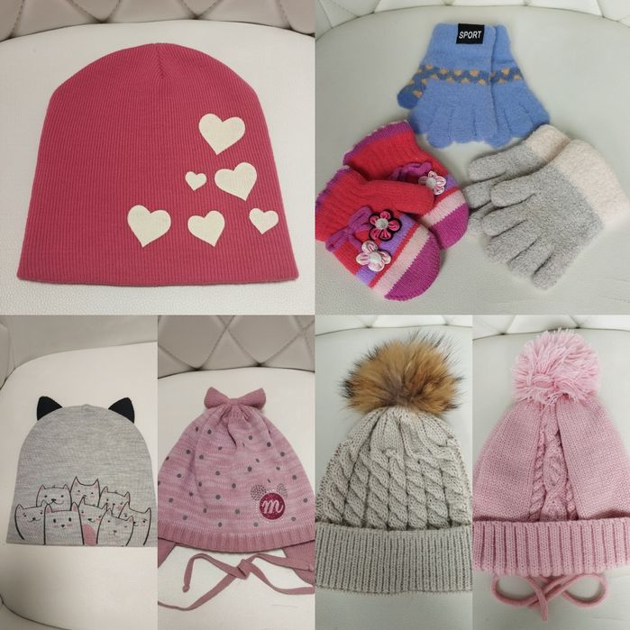 Шапка і рукавички демісезонна, утеплена, в'язана, 1-4 роки