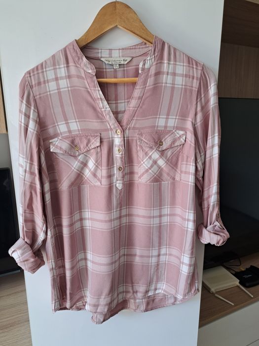 Tunika bluzka f&f 38 M koszula krata brudny róż