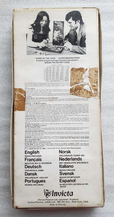 Antigo Jogo ~ "SUPER MASTER MIND" ~ Invicta 1972 ~ Completo ~ RARO