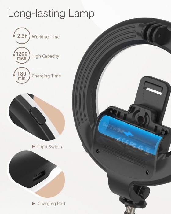 Selfie stick comando / anel de iluminação BlitzWolf BW-BS8 Pro SELA