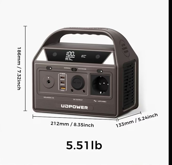 Зарядна станція UDPOWER C200 192Wh 200W/400W LiFePO4 60000mAh Чиста Синусоїда