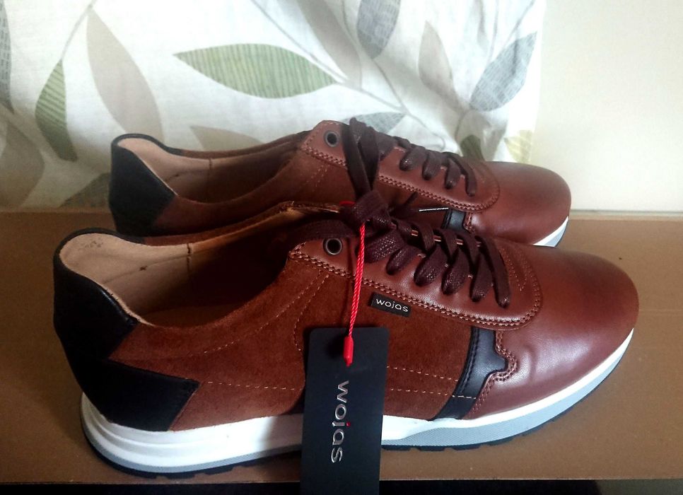 Buty Skóra jasny brąz Sneaker Sportowe trekkingowe Wojas Półbuty 41
