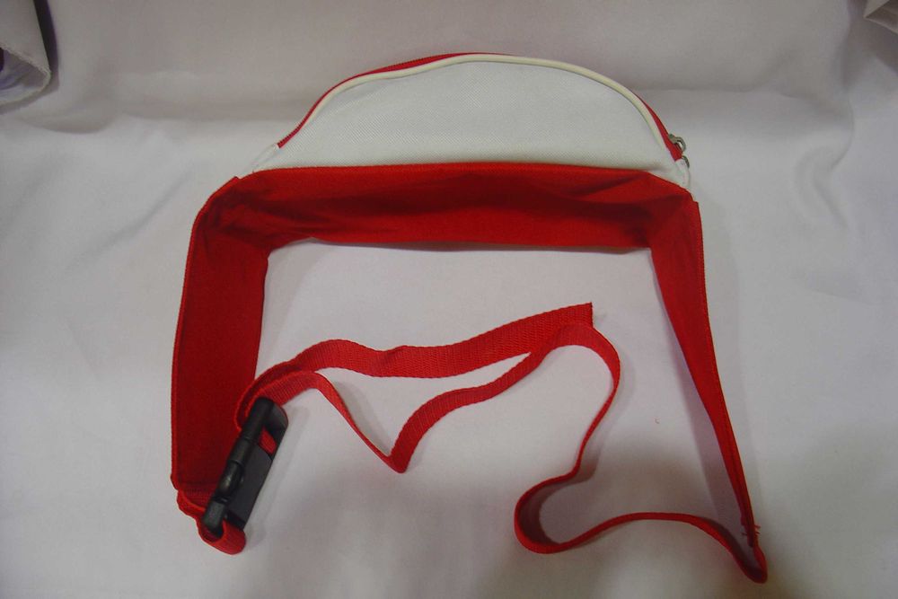 Saszetka , nerka, sakwa do pasa biało - czerwona.